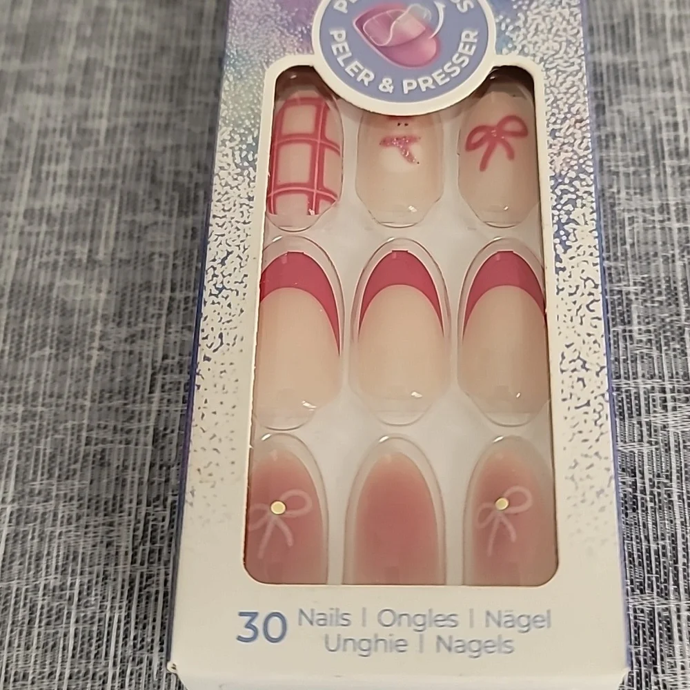 2 imPRESS Press On Nail Sets Winter Snowman Hearts Pink Red New